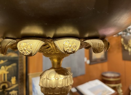 Lustre en bronze patiné et doré à 12 lumières - Epoque Empire - Luminaires Style Empire
