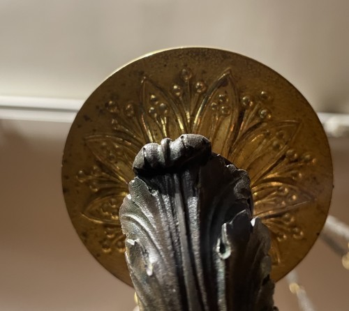 XIXe siècle - Lustre en bronze patiné et doré à 12 lumières - Epoque Empire