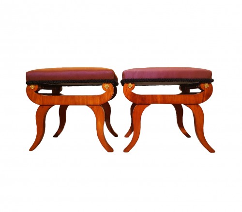 Pair of stools in the manner of Karl Johan - Sweden  - XIXth century