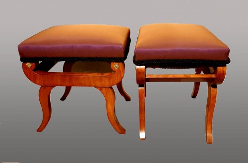 Pair of stools in the manner of Karl Johan - Sweden  - XIXth century - Seating Style 