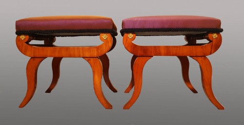 Pair of stools in the manner of Karl Johan - Sweden  - XIXth century - 