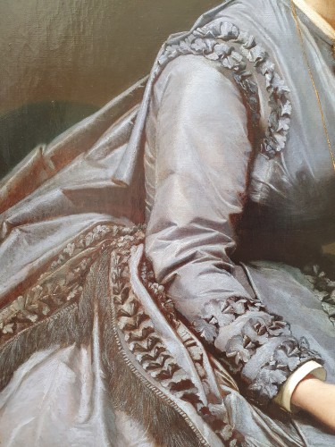 Tableaux et dessins Tableaux XIXe siècle - Portrait de femme en robe de bal - vers 1870