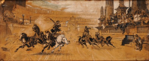  La course de char -  Alexander von Wagner (1838 - 1919) - Tableaux et dessins Style 