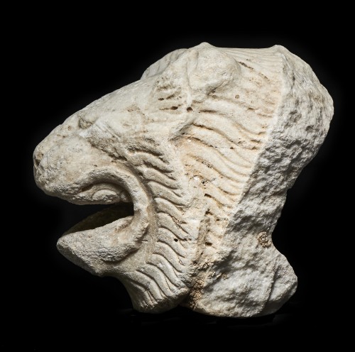 Gargouille en forme de tête de lion, art grec, 6e-5e siècle av. J.-C. - Archéologie Style 