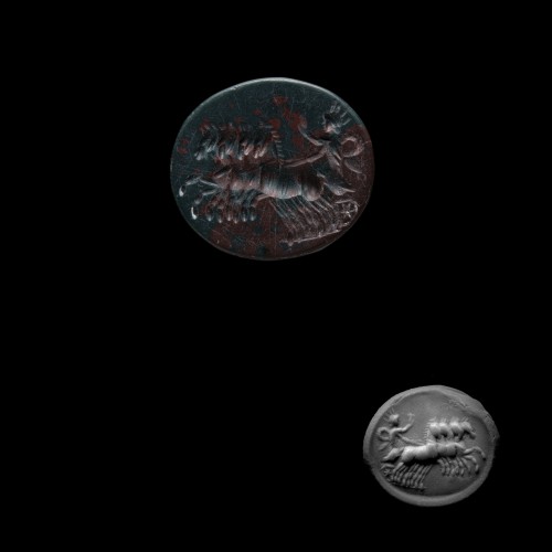 Intaille représentant Sol sur son quadrige, art romain, 2e-3e siècle av. J.-C. - Archéologie Style 