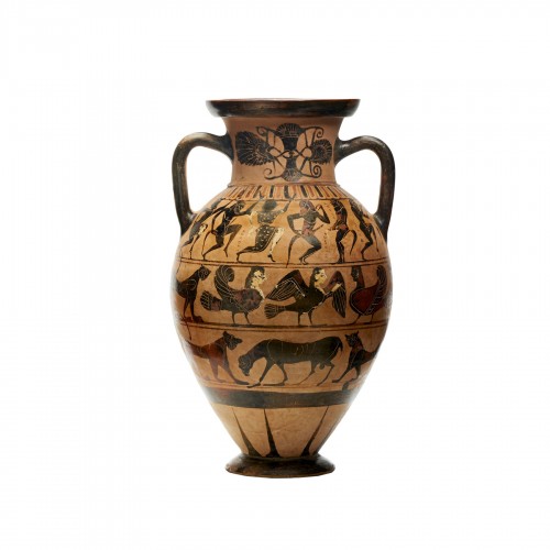 Black-figure Tyrrhenian neck-amphora, Greek, Attic, 565-560 v. Chr.