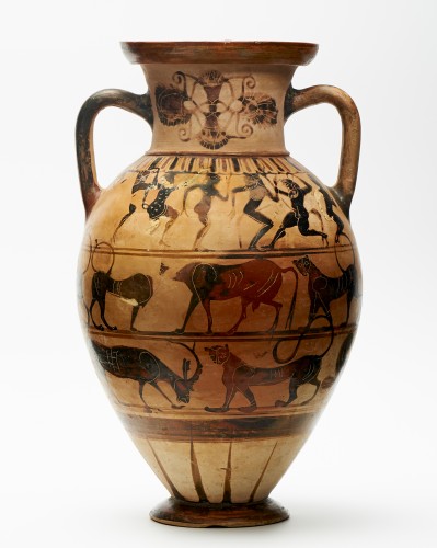 Amphore tyrrhénienne à figures noires, art grec, 565-560 avant J.-C. - Archéologie Style 