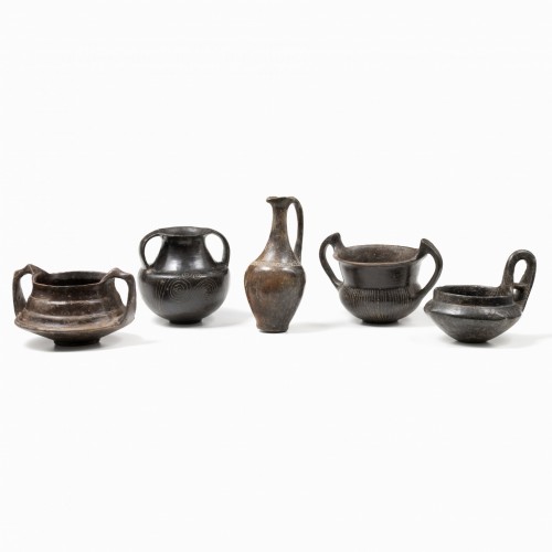  - Five miniature pottery vessels, Villanovan period, 8th-7th century B.C.