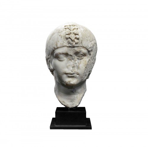 Tête de garçon en marbre, art romain, 54-59 après J.-C.