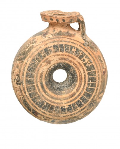 Archéologie  - Aryballe à panse annulaire, art grec, corinthien moyen, 600-575 avant J.C.