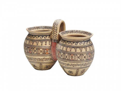 Daunian pottery double situla, Apulia, 4th century B.C.
