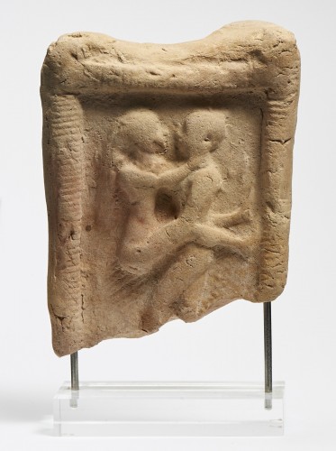Mesopotamian terracotta plaque with symplegma scene, 2nd Millenium B.C. - Ancient Art Style 