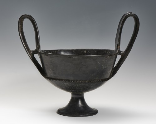 Archéologie  - Grand canthare en bucchero nero, art étrusque, 600-550 avant J.-C.