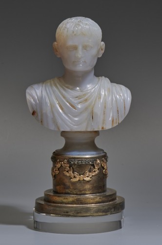 XIXe siècle - Buste d'empereur en calcédoine, 18e-19e siècle