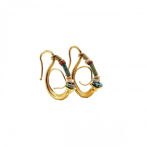 Pair of gold and faience earrings, Roman period, 2nd-3rd century A.D.