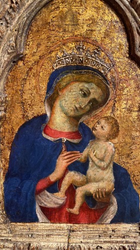 Vierge de tendresse début du quattrocento - Tableaux et dessins Style Moyen Âge