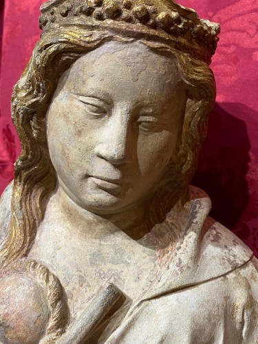 Sculpture Sculpture en Terre cuite - Vierge à l’enfant allaitante