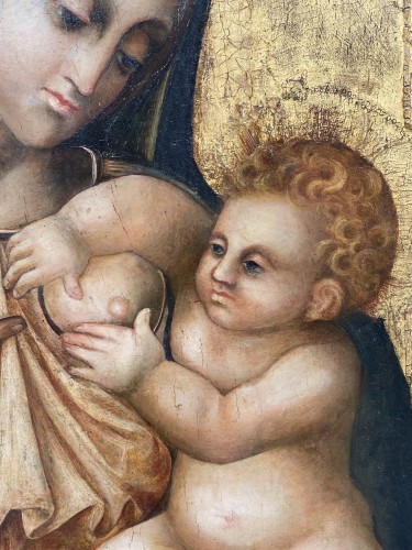 Vierge au lait, Fond d'or Quattrocento - Tableaux et dessins Style Moyen Âge