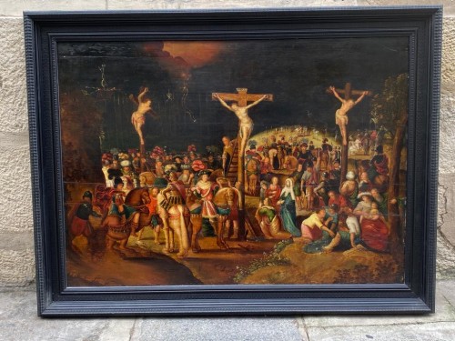 Christ au Golgotha - Ecole Anversoise première moitié du XVIIe siècle - Tableaux et dessins Style Louis XIII