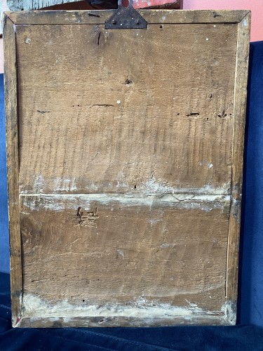 Antiquités - Painted, gilded and stuccoed cassone side panel, Tuscany 15th century 