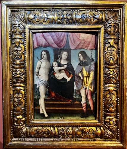 La Vierge à l'Enfant, Saint Roch et Saint Sébastien - École de Ferrare, Italie XVIe