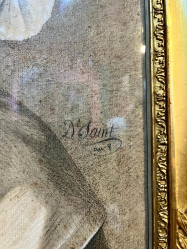 Tableaux et dessins Dessin, Aquarelle & Pastel - Portrait de femme par D.Saint, vers 1800