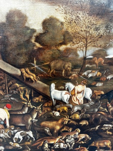 L’entrée des animaux dans l’arche de Noé - Italie vers 1600 - Tableaux et dessins Style Louis XIII