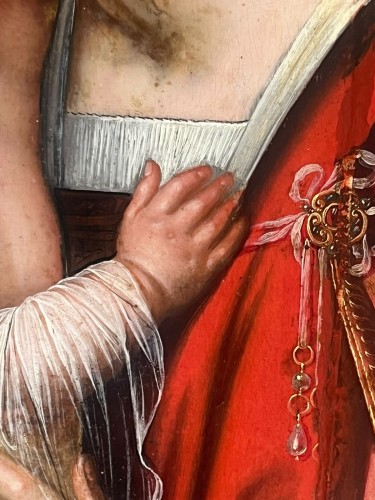 XVIe siècle et avant - Vierge à l’Enfant au buisson de roses, Bruges 16e siècle attribuée à Willem Benson