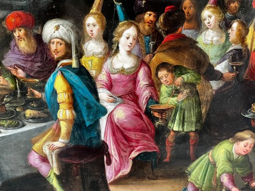 Antiquités - Frans Francken II et Atelier, le festin de Balthazar