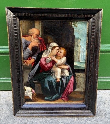 Vierge à l'Enfant avec saint Joseph, Italie XVIIe siècle - Art sacré, objets religieux Style Louis XIII