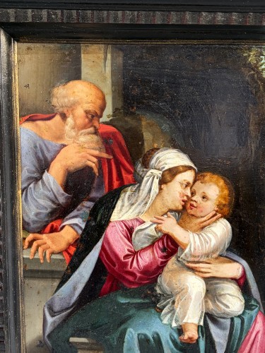 Art sacré, objets religieux  - Vierge à l'Enfant avec saint Joseph, Italie XVIIe siècle