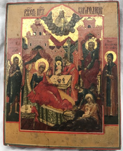 La Naissance de la vierge, Icône Russe début XIXe - Art sacré, objets religieux Style 