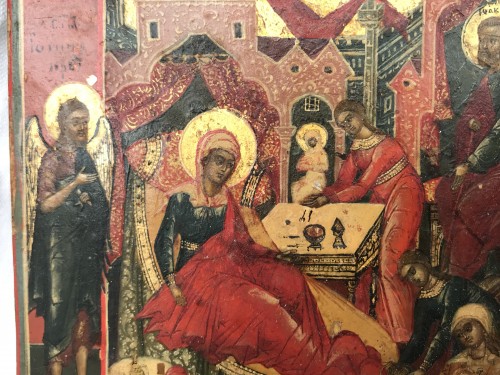 Art sacré, objets religieux  - La Naissance de la vierge, Icône Russe début XIXe