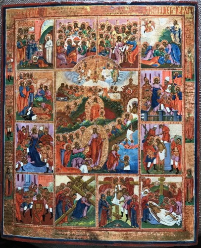 Scène de la vie du christ, Icône Russe du XVIIIe siècle - Art sacré, objets religieux Style 