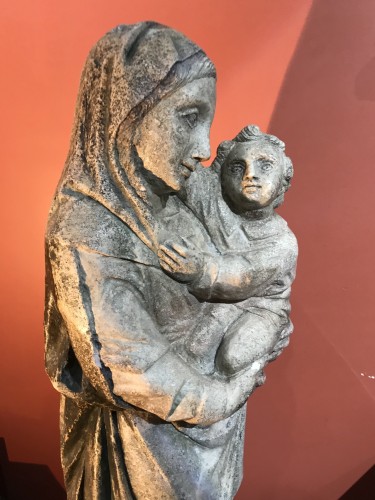 Vierge à L'enfant - Maternité en pierre calcaire,Italie du nord vers 1480 - Renaissance