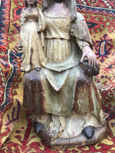 Sainte Anne et la Vierge époque Gothique - Sculpture Style Moyen Âge