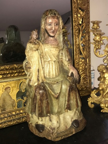 Sculpture Sculpture en Bois - Sainte Anne et la Vierge époque Gothique