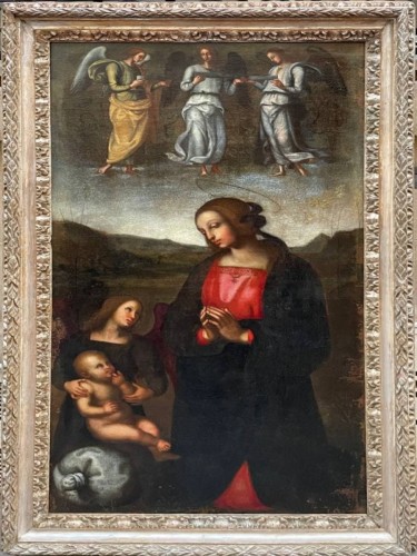 La Vierge à l'Enfant et trois anges, Renaissance Italienne - 