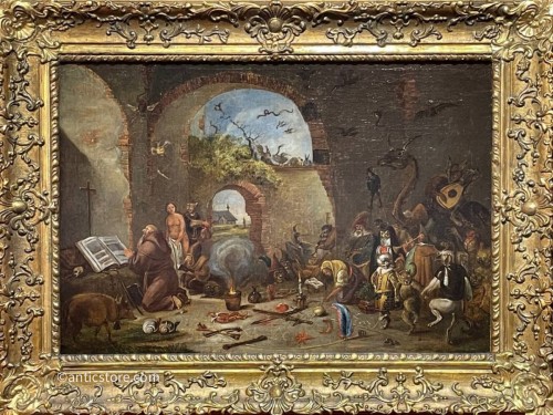 Saint Antoine et scène de sorcellerie attribuée à Cornelis Saftleven