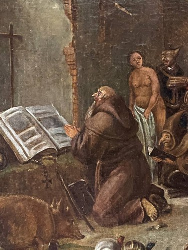 Saint Antoine et scène de sorcellerie - Attribuée à Cornelis Saftleven (1607-1681) - Poisson et Associés