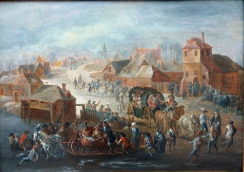 Scene de Carnaval - Attribué à Andreas Martin (1699 -1763) - Tableaux et dessins Style 