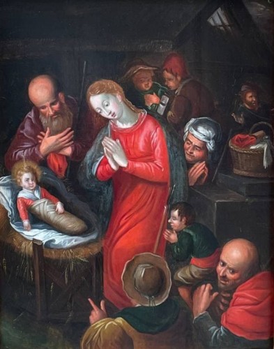Antiquités - Adoration des bergers, Flandre XVIIe siècle