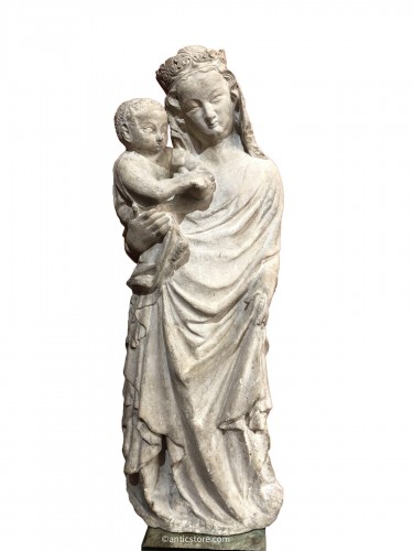 Vierge à l'enfant, époque Gothique - Travail Lorrain milieu du XIVe siècle