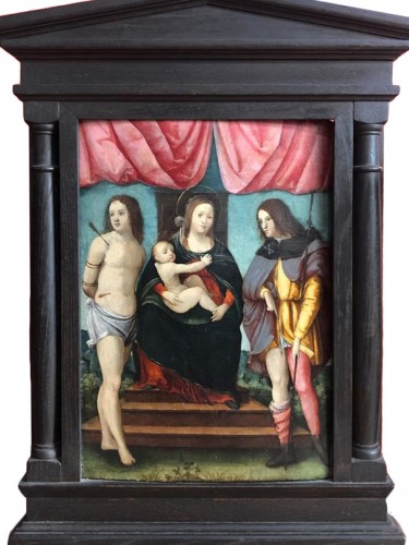 La Vierge à l'Enfant, Saint Roch et Saint Sébastien -  École de Ferrare, Italie 1ere moitié de XVIe siècle