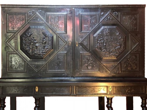 17th century Ebony cabinet with mythological decoration 