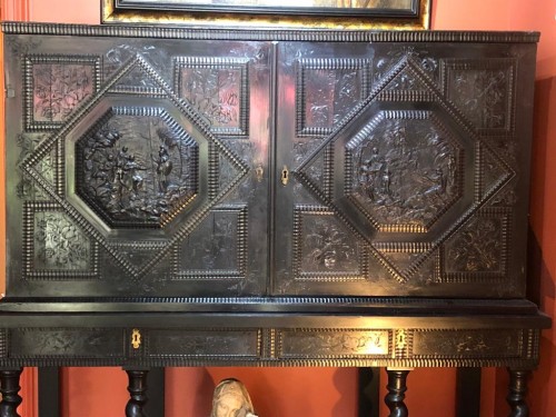 Furniture  - 17th century Ebony cabinet with mythological decoration 