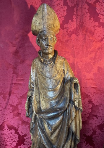 Holy Bishop - Tyrol around 1425 - Sculpture Style Middle age