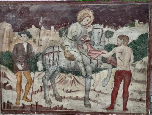 Fresque,Saint Martin Quattrocento, Italie du nord,milieu du XVe siècle