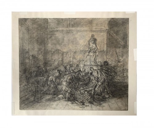 Attribué à Jacques Louis David (1748 – 1825) - Dessin pour la mort de Jules César