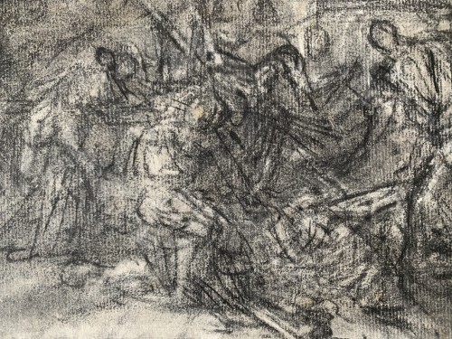 Attribué à Jacques Louis David (1748 – 1825) - Dessin pour la mort de Jules César - Tableaux et dessins Style Transition